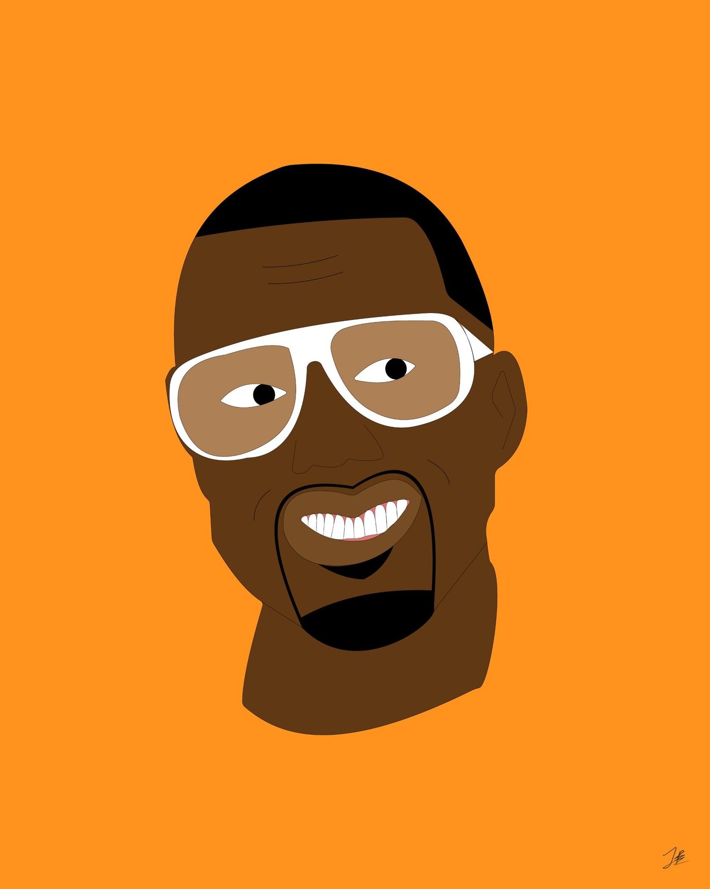 Portrait in white sunglasses on orange